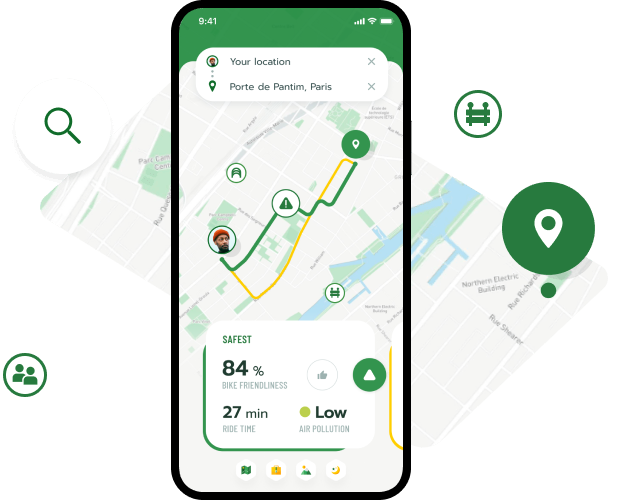 Route planning - iOS / Android app screenshot